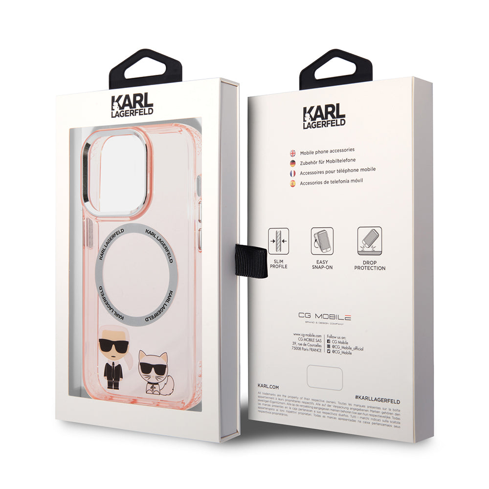 MagSafe futrola za Apple iPhone 14 Pro, Karl Lagerfeld, Karl & Choupette Aluminium, Roza