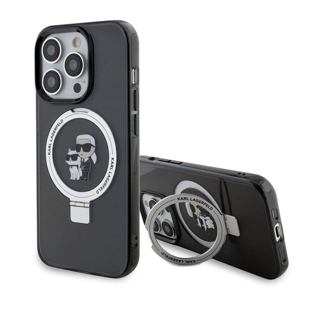 Futrola MagSafe za Apple iPhone 14 Pro, Karl Lagerfeld, Ring Stand Karl & Choupette, Crna