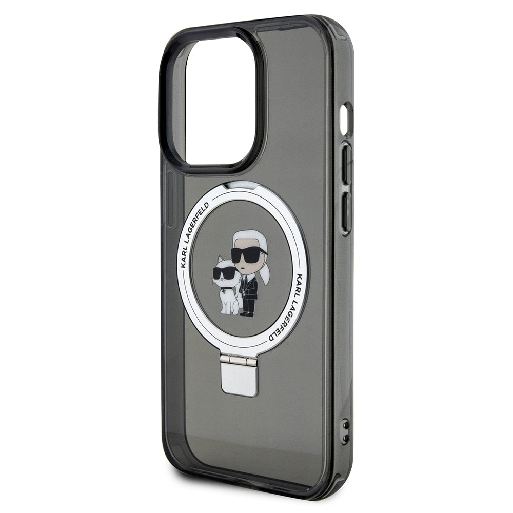 Futrola MagSafe za Apple iPhone 14 Pro, Karl Lagerfeld, Ring Stand Karl & Choupette, Crna