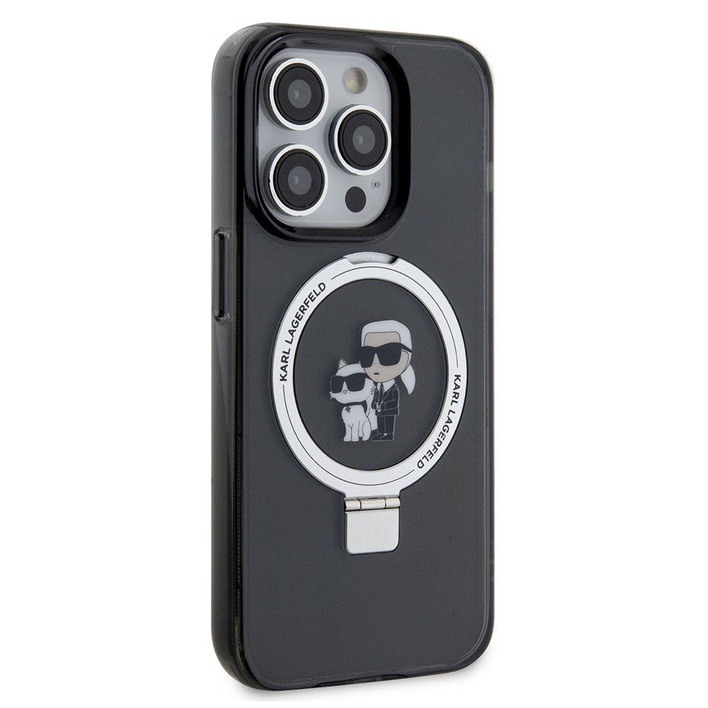 Futrola MagSafe za Apple iPhone 14 Pro, Karl Lagerfeld, Ring Stand Karl & Choupette, Crna