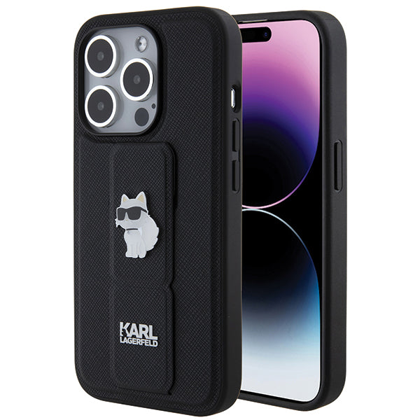 Futrola MagSafe za Apple iPhone 14 Pro, Karl Lagerfeld, Saffiano Gripstand Choupette, Crna
