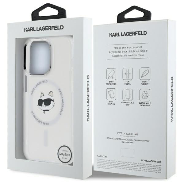 Futrola MagSafe za Apple iPhone 14 Pro Max, Karl Lagerfeld, IML Metal Choupette's Head, Bijela