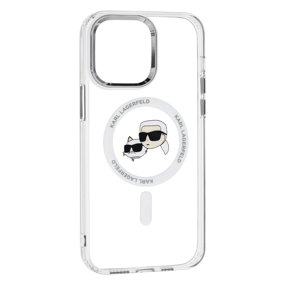 Futrola MagSafe za Apple iPhone 14 Pro Max, Karl Lagerfeld, IML Metal Karl & Choupette's Heads, Bijela