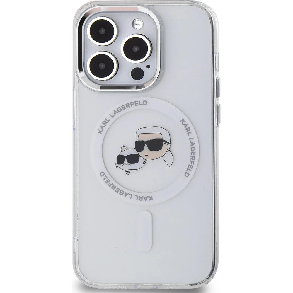 Futrola MagSafe za Apple iPhone 14 Pro Max, Karl Lagerfeld, IML Metal Karl & Choupette's Heads, Bijela