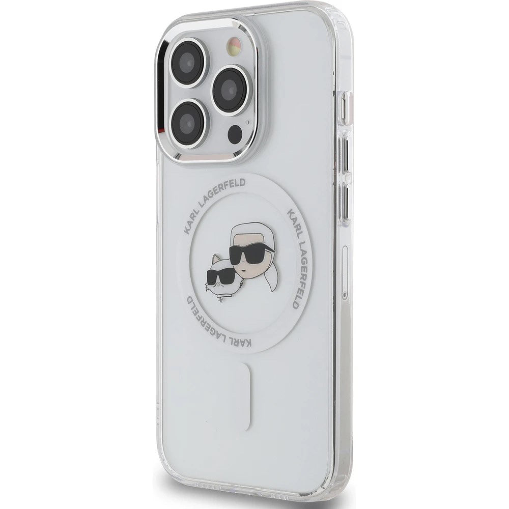 Futrola MagSafe za Apple iPhone 14 Pro Max, Karl Lagerfeld, IML Metal Karl & Choupette's Heads, Bijela