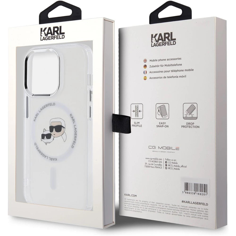 Futrola MagSafe za Apple iPhone 14 Pro Max, Karl Lagerfeld, IML Metal Karl & Choupette's Heads, Bijela