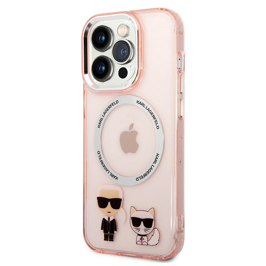 Futrola MagSafe za Apple iPhone 14 Pro Max, Karl Lagerfeld, Karl & Choupette Aluminium, Roza