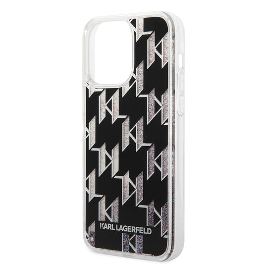 Futrola MagSafe za Apple iPhone 14 Pro Max, Karl Lagerfeld, Monogram Liquid Glitter, Crna