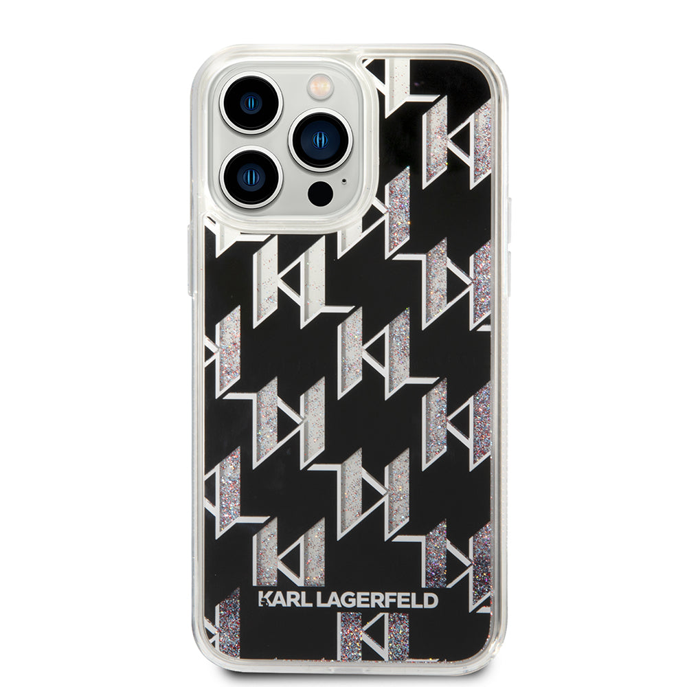 Futrola MagSafe za Apple iPhone 14 Pro Max, Karl Lagerfeld, Monogram Liquid Glitter, Crna
