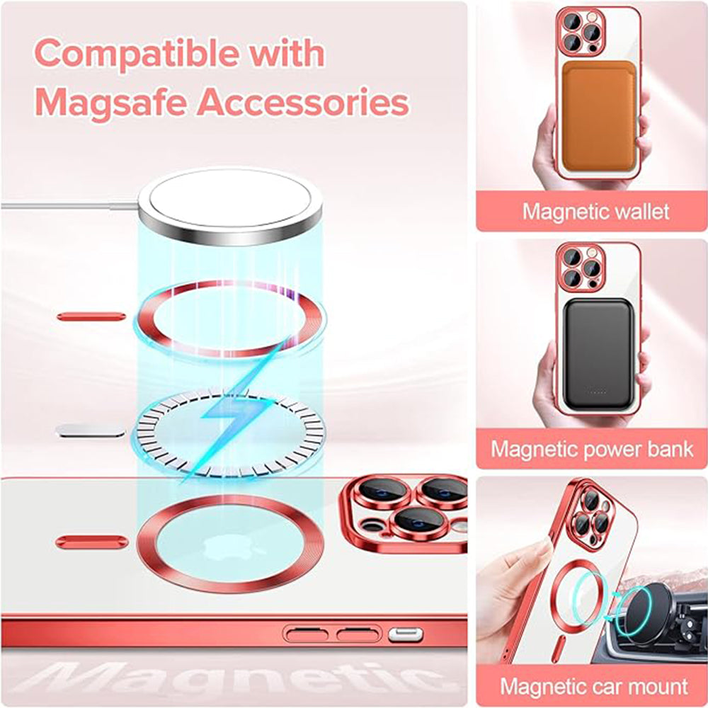MagSafe futrola za Apple iPhone 14 Pro, Techsuit, Luxury Crystal, Crvena