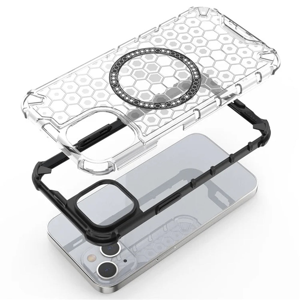 MagSafe maska za Apple iPhone 14, Techsuit, HoneyComb Shield, Bijela