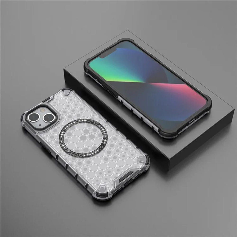 MagSafe maska za Apple iPhone 14, Techsuit, HoneyComb Shield, Bijela