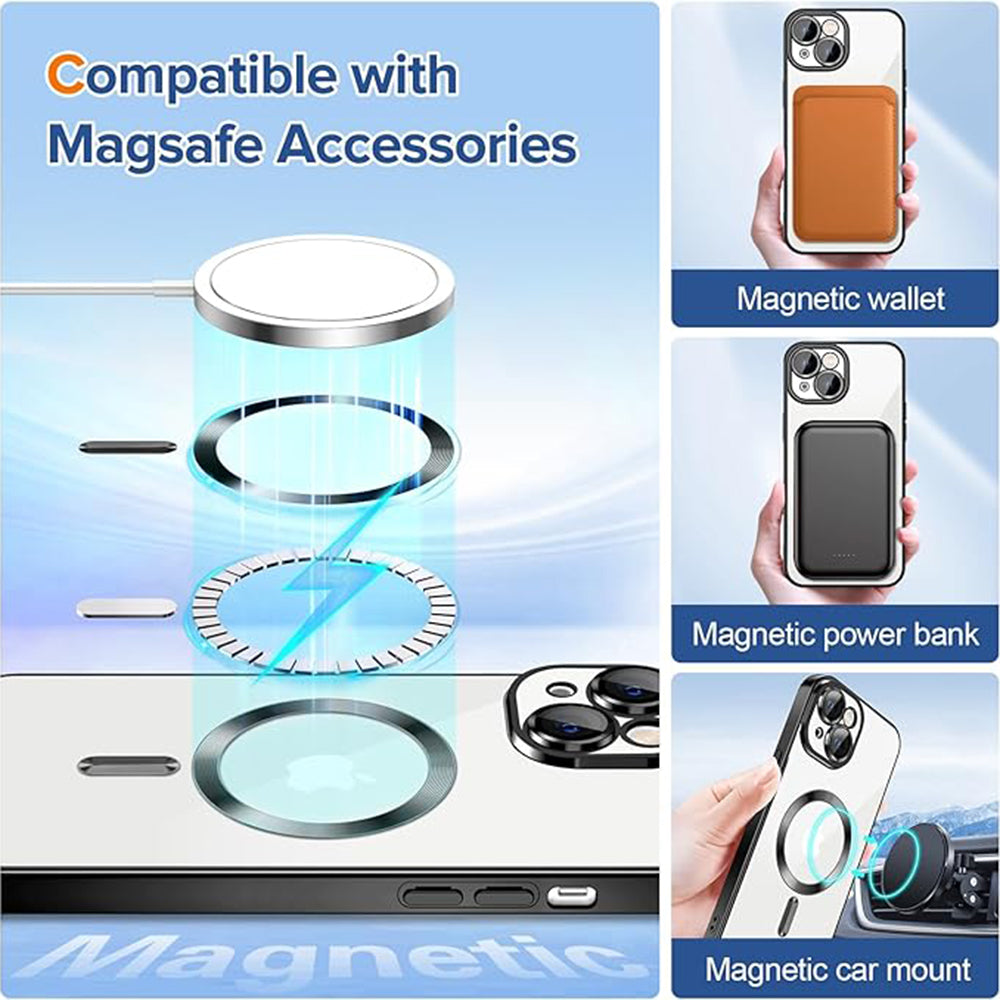 MagSafe futrola za Apple iPhone 14, Techsuit, Luxury Crystal, Crna