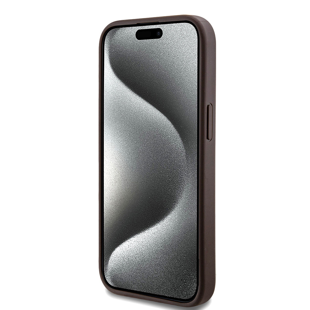 MagSafe torbica za Apple iPhone 15, Guess, 4G Collection, smeđa