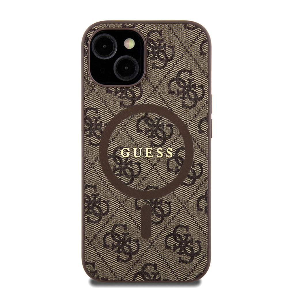 MagSafe torbica za Apple iPhone 15, Guess, 4G Collection, smeđa