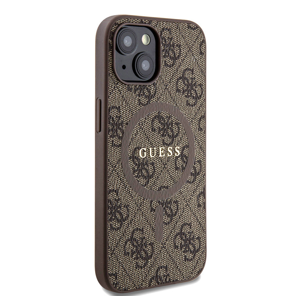 MagSafe torbica za Apple iPhone 15, Guess, 4G Collection, smeđa