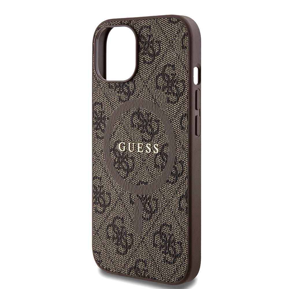 MagSafe torbica za Apple iPhone 15, Guess, 4G Collection, smeđa