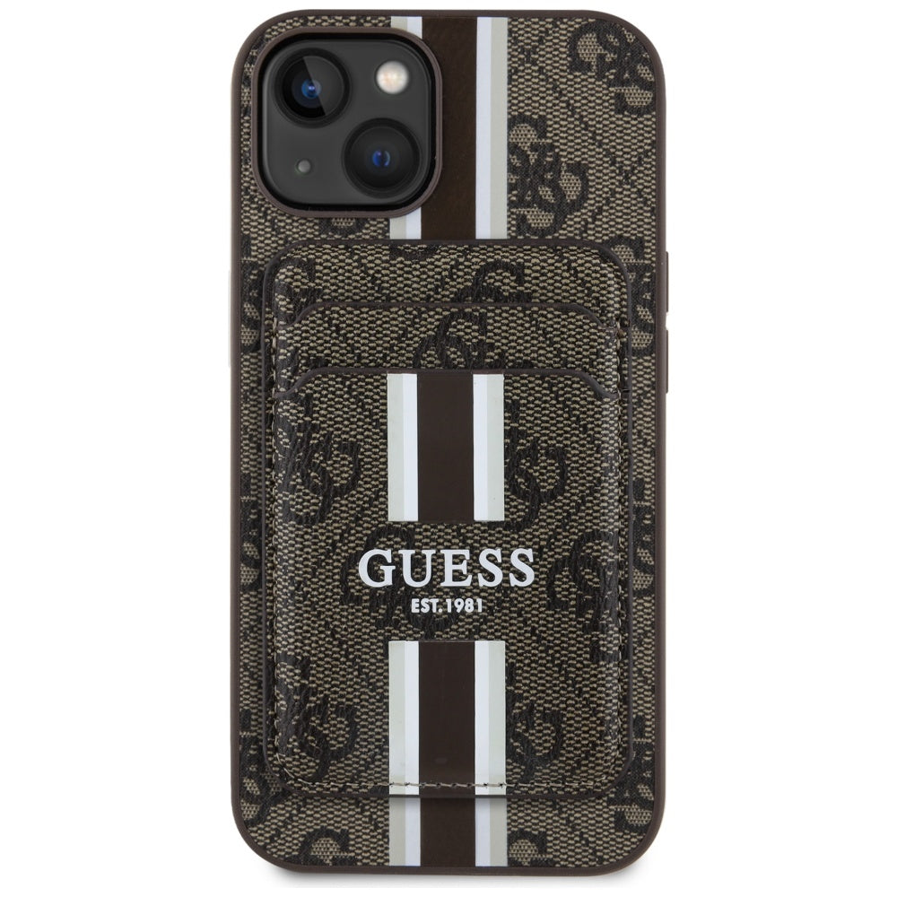 MagSafe futrola za Apple iPhone 15, Guess, Cardslot 4G Stripes, Smeđa