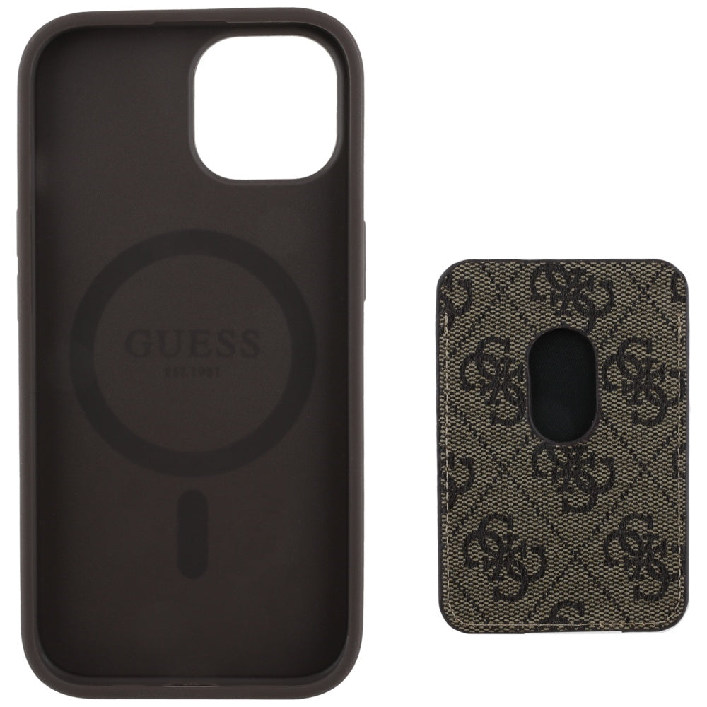 MagSafe futrola za Apple iPhone 15, Guess, Cardslot 4G Stripes, Smeđa