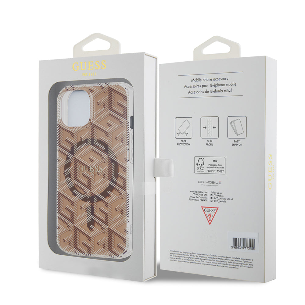 MagSafe futrola za Apple iPhone 15, Guess, IML Gcube, smeđa