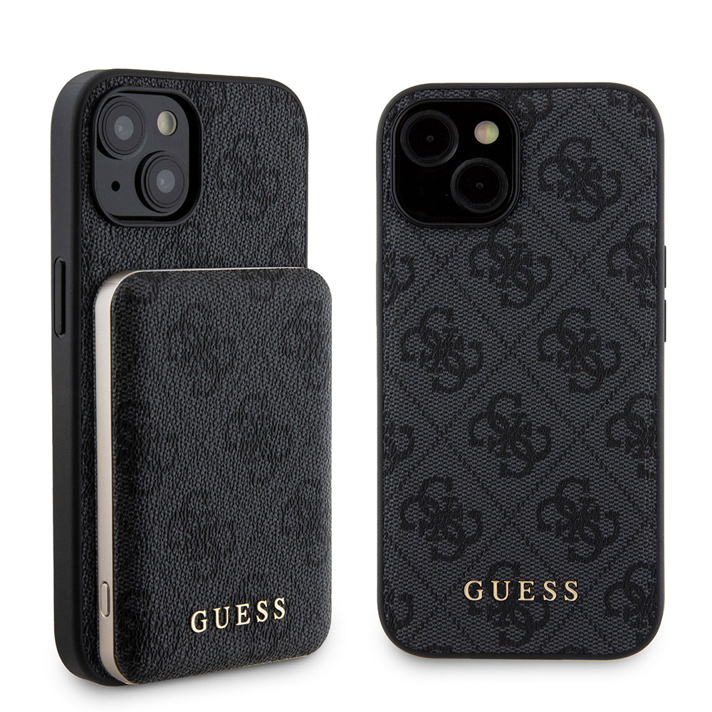 MagSafe futrola za Apple iPhone 15, Guess, Powerbank 4G Metal Logo, Crna