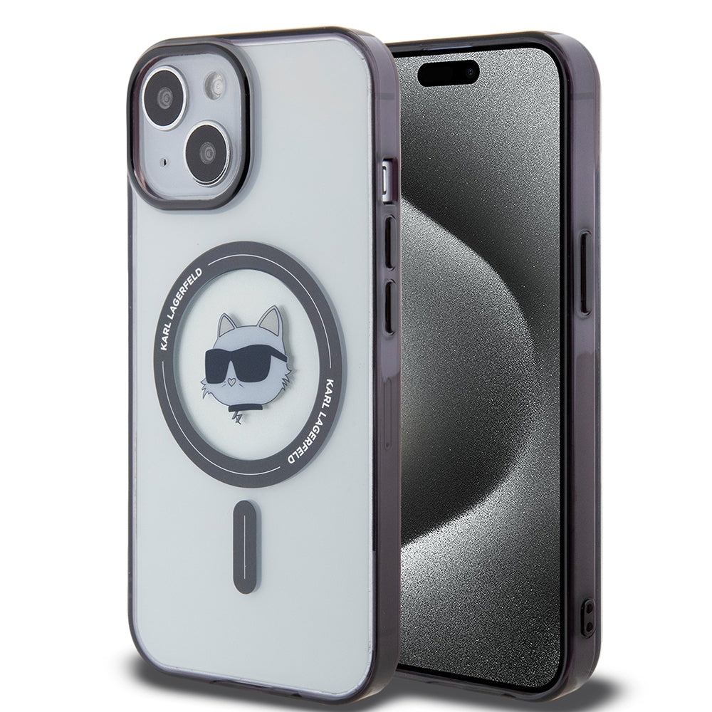 Futrola MagSafe za Apple iPhone 15, Karl Lagerfeld, IML Choupette's Head, Prozirna