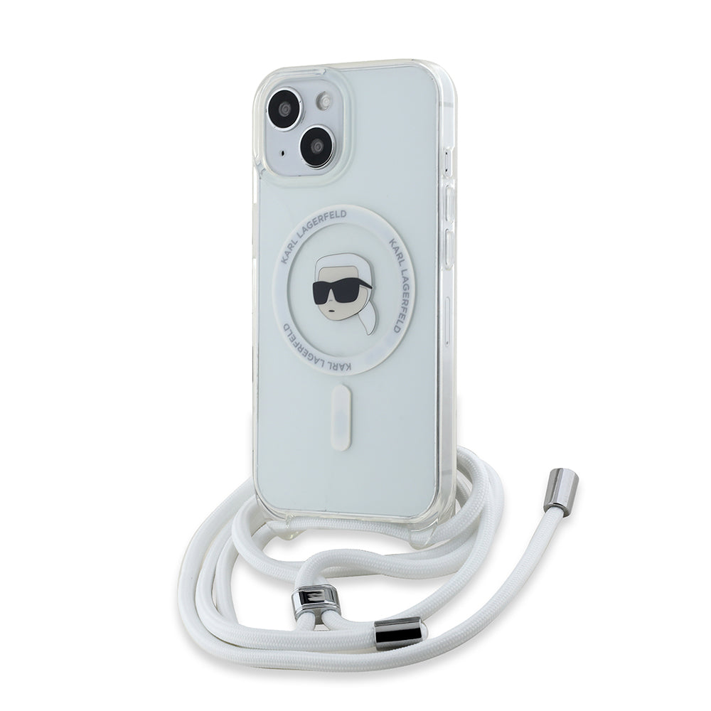 MagSafe futrola za Apple iPhone 15, Karl Lagerfeld, IML Crossbody Karl's Head, Prozirna