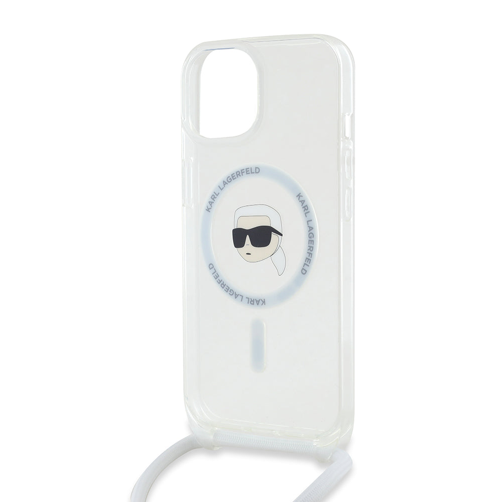 MagSafe futrola za Apple iPhone 15, Karl Lagerfeld, IML Crossbody Karl's Head, Prozirna