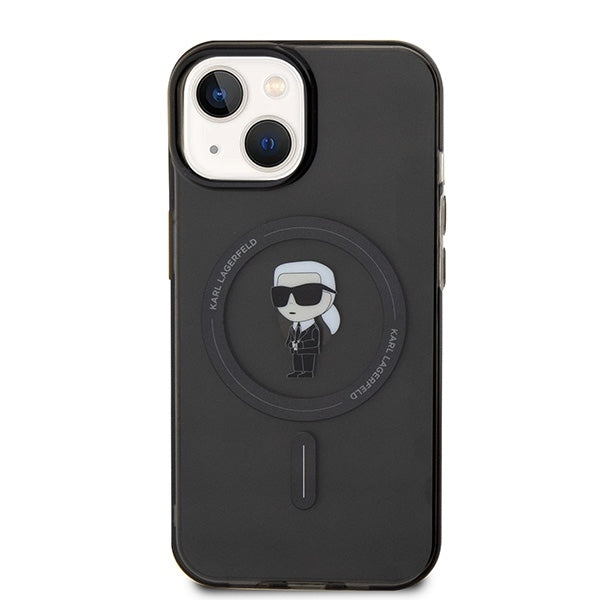 Futrola MagSafe za Apple iPhone 15, Karl Lagerfeld, IML Ikonik Karl, Crna