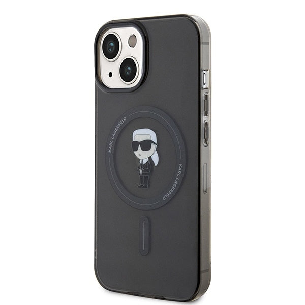 Futrola MagSafe za Apple iPhone 15, Karl Lagerfeld, IML Ikonik Karl, Crna