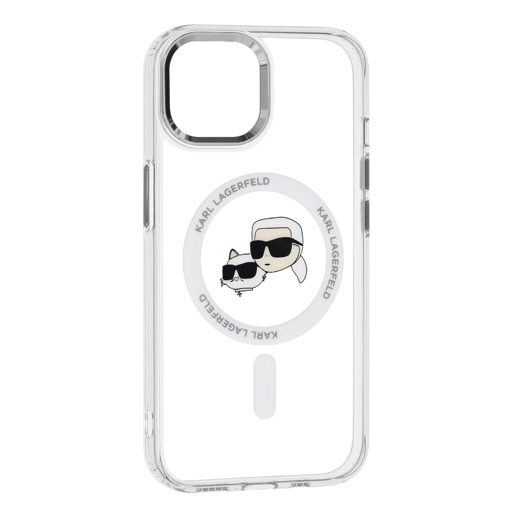 Futrola MagSafe za Apple iPhone 15, Karl Lagerfeld, IML Metal Karl & Choupette's Heads, Bijela
