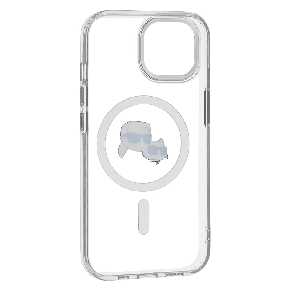 Futrola MagSafe za Apple iPhone 15, Karl Lagerfeld, IML Metal Karl & Choupette's Heads, Bijela