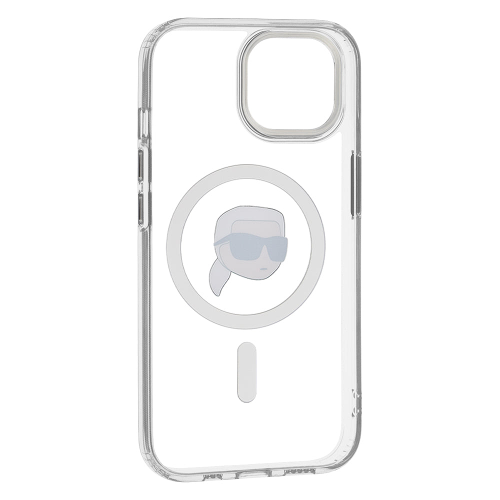 Futrola MagSafe za Apple iPhone 15, Karl Lagerfeld, IML Metal Karl's Head, Bijela