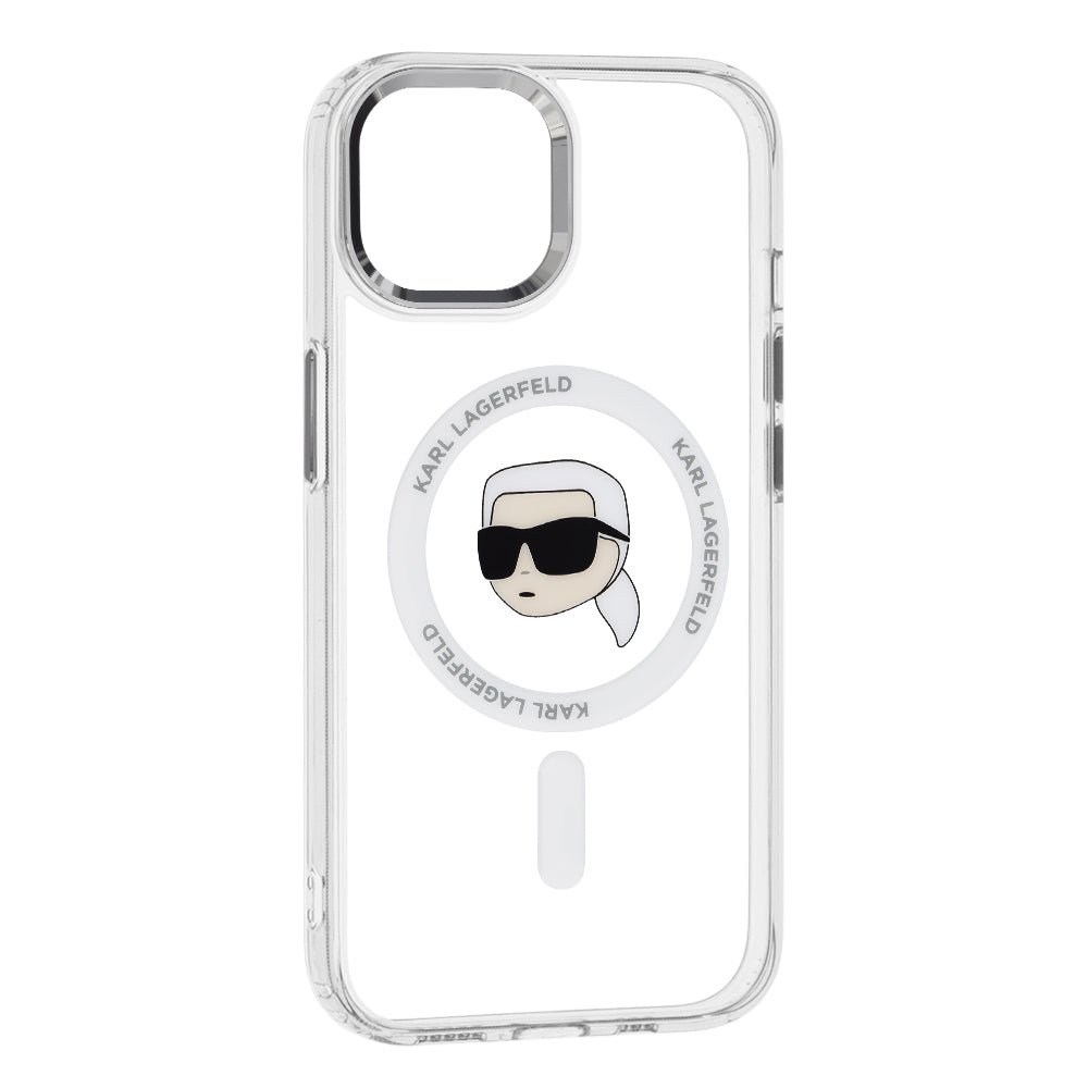 Futrola MagSafe za Apple iPhone 15, Karl Lagerfeld, IML Metal Karl's Head, Bijela