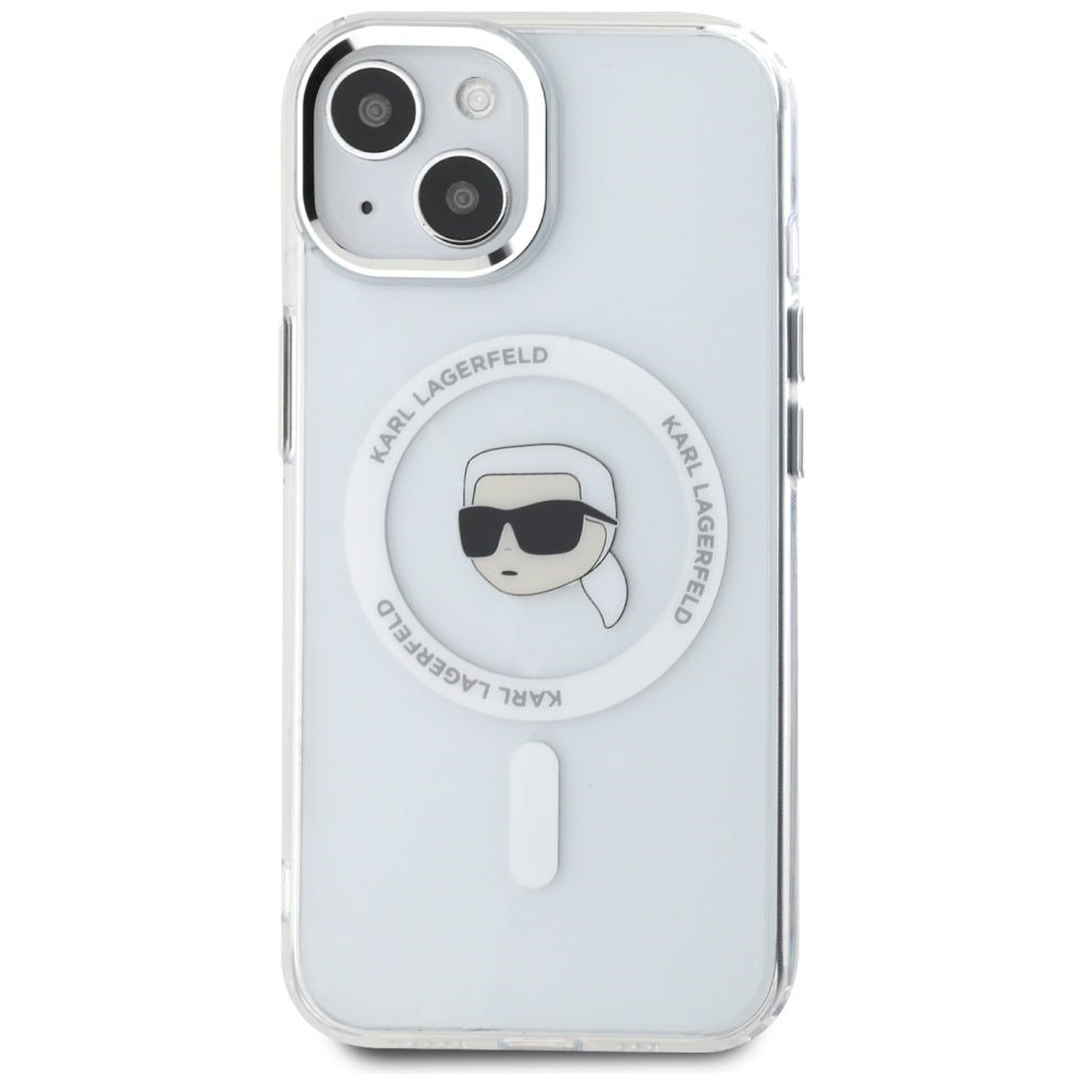 Futrola MagSafe za Apple iPhone 15, Karl Lagerfeld, IML Metal Karl's Head, Bijela