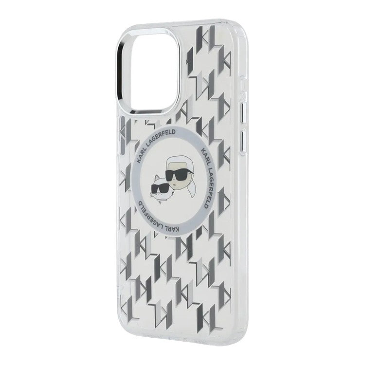 Futrola MagSafe za Apple iPhone 15, Karl Lagerfeld, IML Monogram Karl & Choupette's Heads, Prozirna