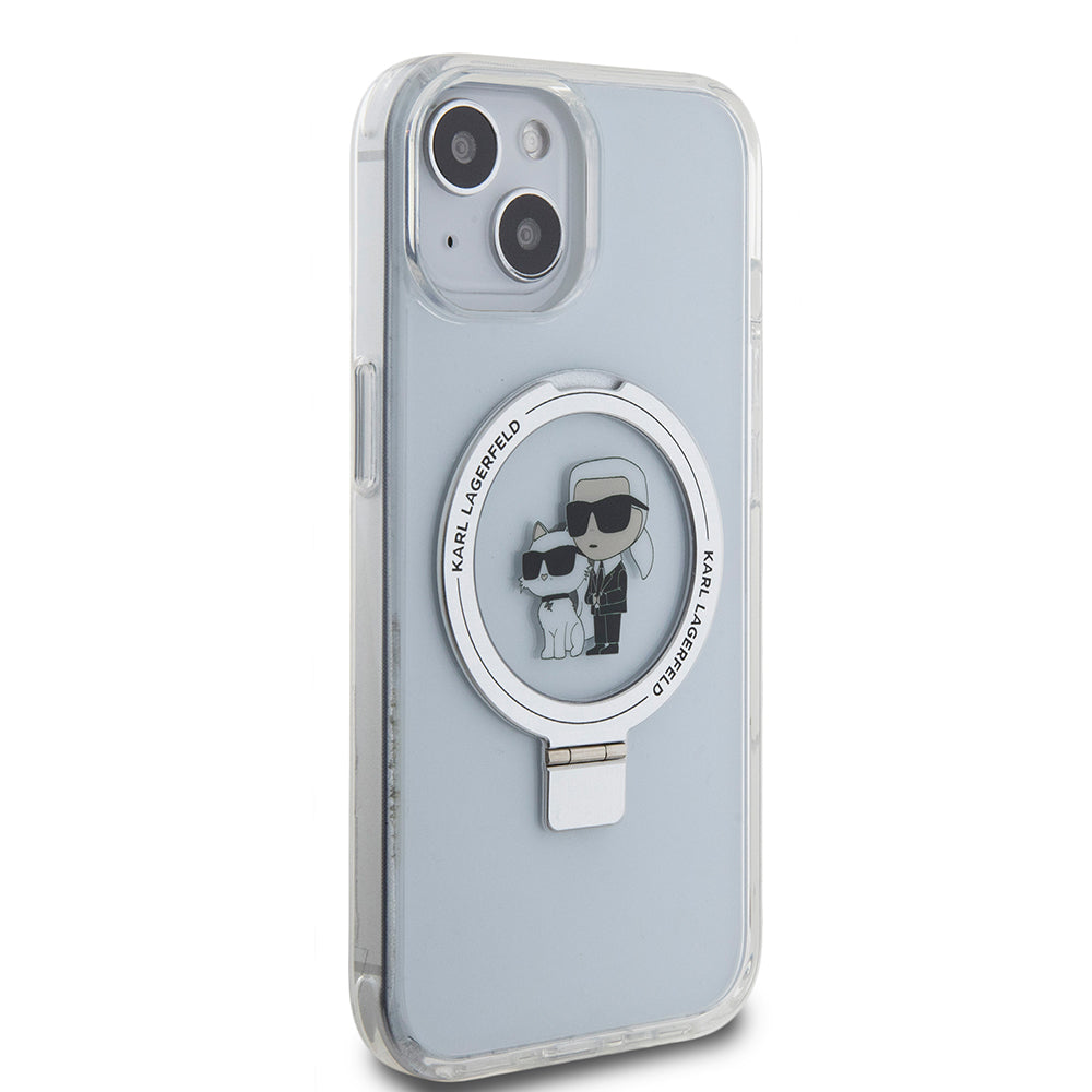 Futrola MagSafe za Apple iPhone 15, Karl Lagerfeld, Ring Stand Karl & Choupette, Bijela