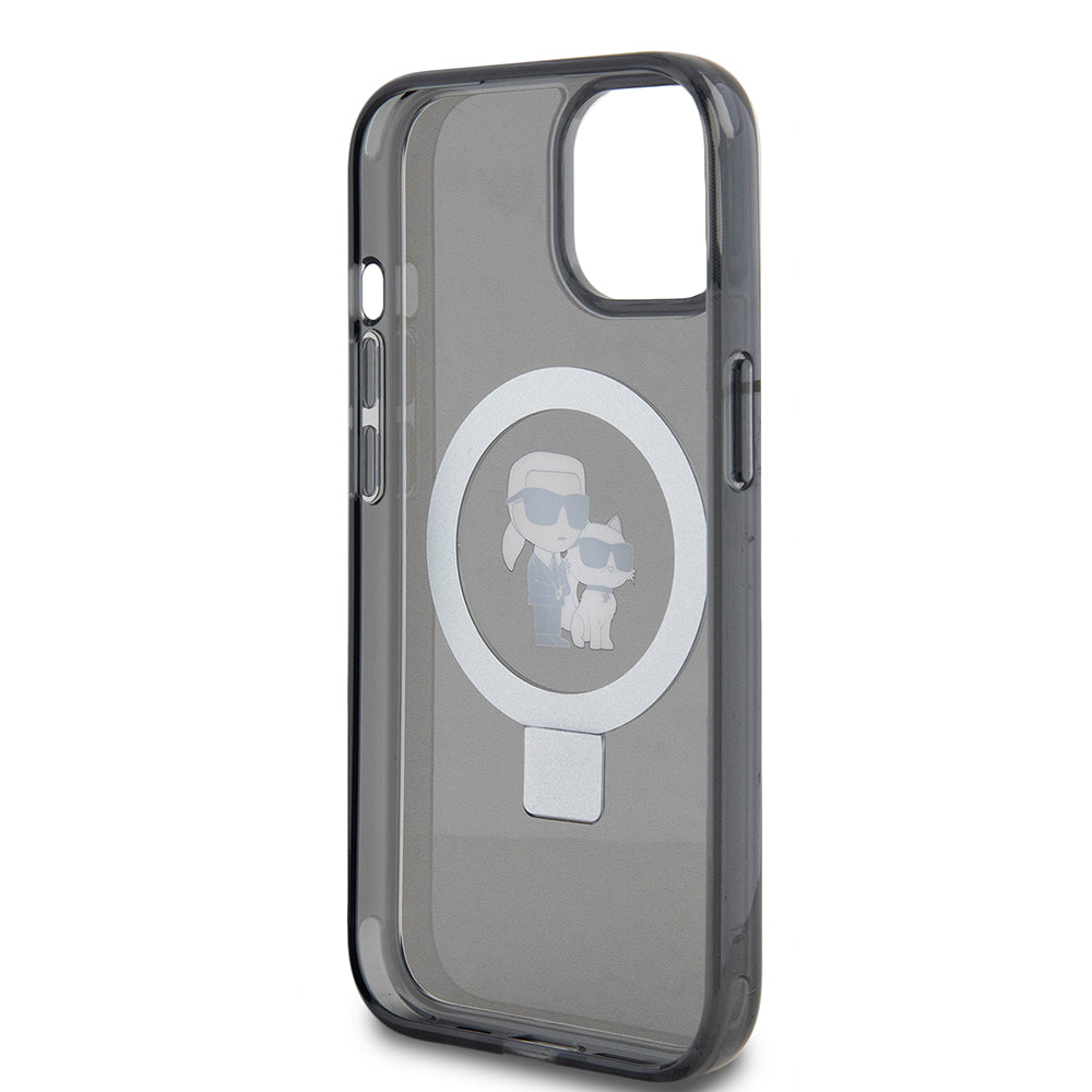 MagSafe futrola za Apple iPhone 15, Karl Lagerfeld, Ring Stand Karl & Choupette, Crna