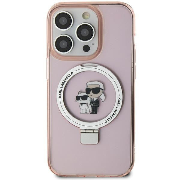 Futrola MagSafe za Apple iPhone 15, Karl Lagerfeld, Ring Stand Karl & Choupette, Roza