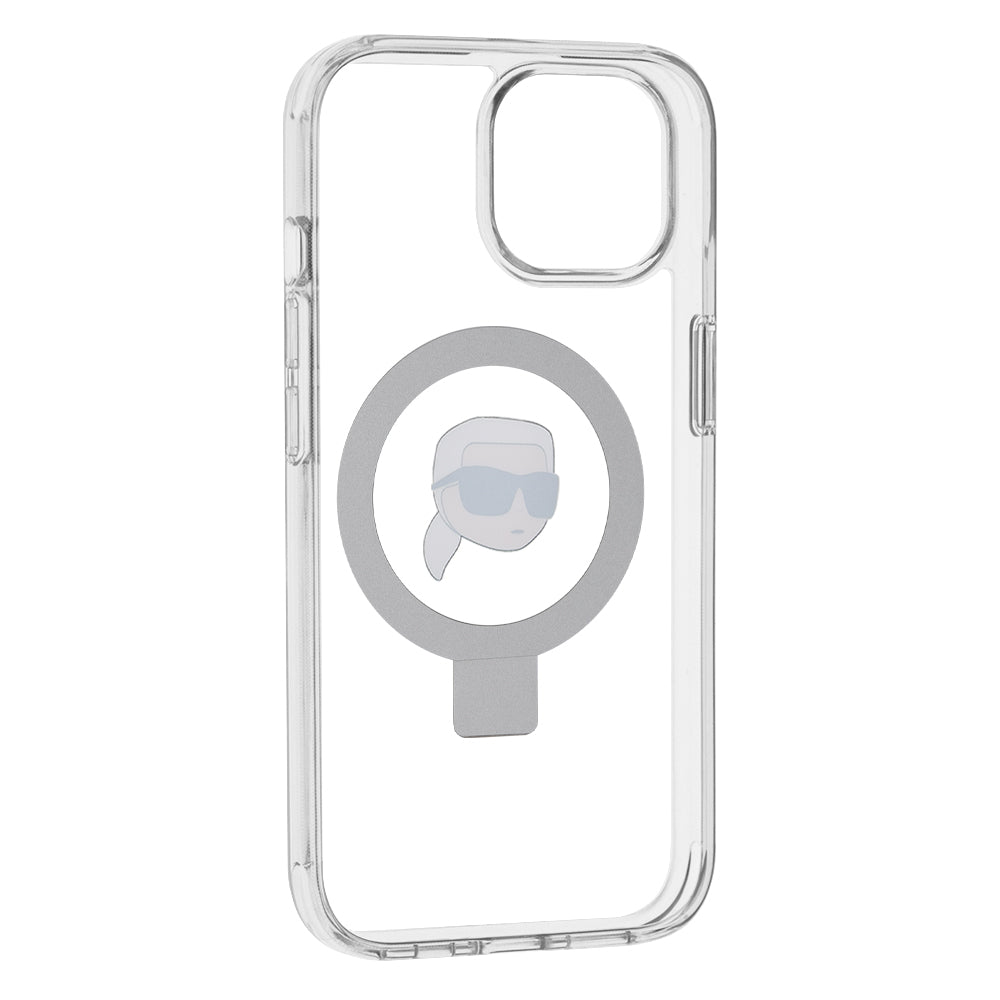 Futrola MagSafe za Apple iPhone 15, Karl Lagerfeld, Ring Stand Karl's Head, Bijela