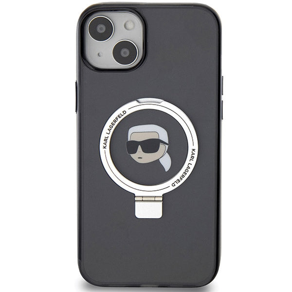 MagSafe futrola za Apple iPhone 15, Karl Lagerfeld, Ring Stand Karl's Head, Crna