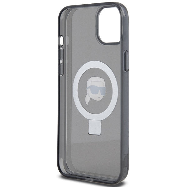 MagSafe futrola za Apple iPhone 15, Karl Lagerfeld, Ring Stand Karl's Head, Crna