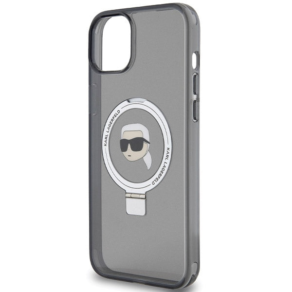 MagSafe futrola za Apple iPhone 15, Karl Lagerfeld, Ring Stand Karl's Head, Crna