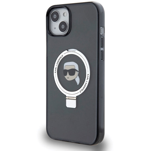 MagSafe futrola za Apple iPhone 15, Karl Lagerfeld, Ring Stand Karl's Head, Crna