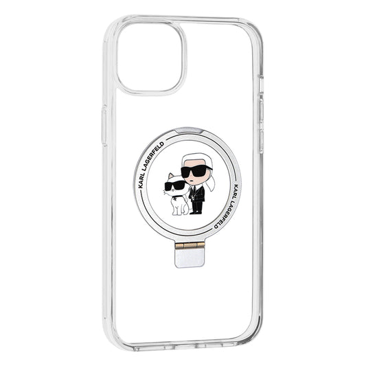 MagSafe futrola za Apple iPhone 15 Plus, Karl Lagerfeld, Ringstand Karl and Choupette, Bijela