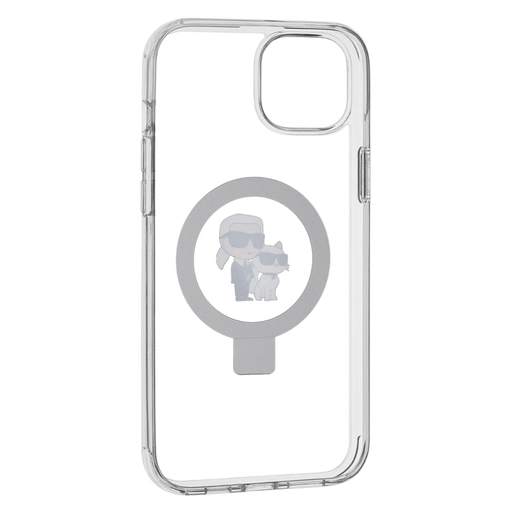MagSafe futrola za Apple iPhone 15 Plus, Karl Lagerfeld, Ringstand Karl and Choupette, Bijela