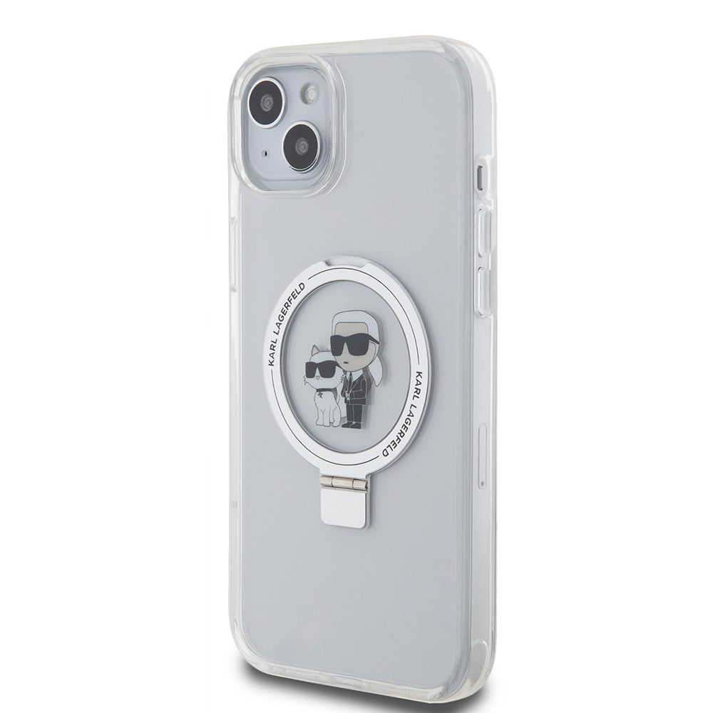 MagSafe futrola za Apple iPhone 15 Plus, Karl Lagerfeld, Ringstand Karl and Choupette, Bijela