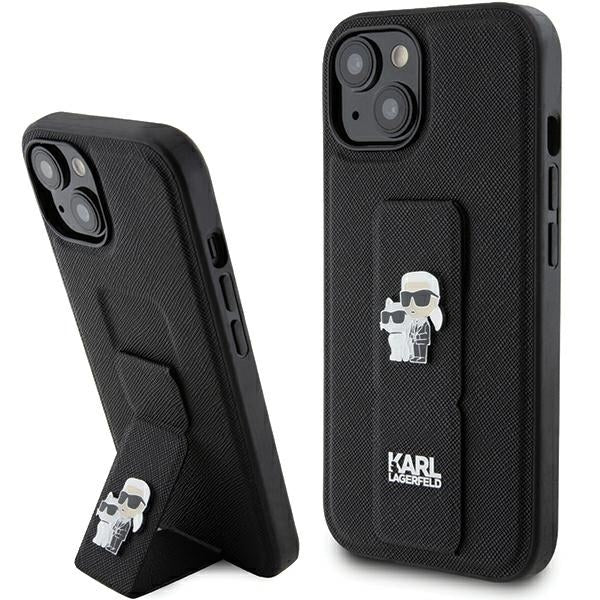 MagSafe futrola za Apple iPhone 15, Karl Lagerfeld, Saffiano Gripstand Karl & Choupette, Crna