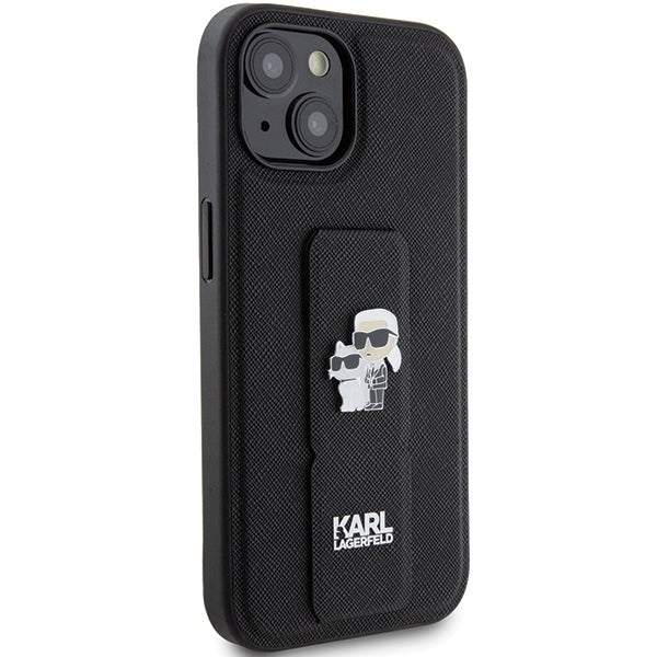 MagSafe futrola za Apple iPhone 15, Karl Lagerfeld, Saffiano Gripstand Karl & Choupette, Crna