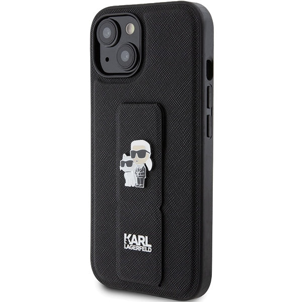 MagSafe futrola za Apple iPhone 15, Karl Lagerfeld, Saffiano Gripstand Karl & Choupette, Crna